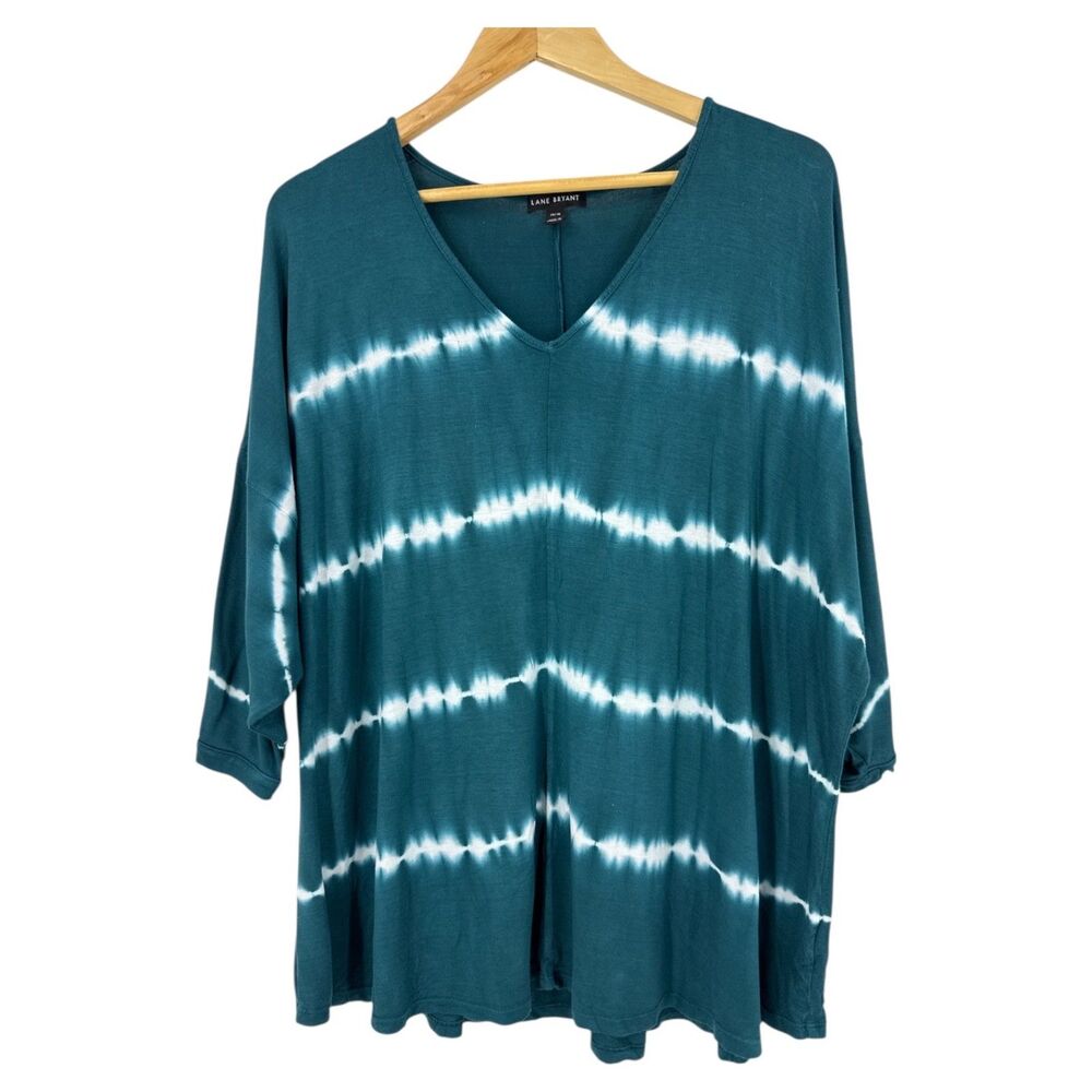 Women's knit top 14/16 V Neck shirt Tie Dye shirt Lane Bryant 3/4 sleeve t-shirt